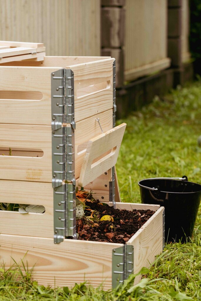 Medinė kompostavimo dėžė, 520 l kaina ir informacija | Komposto dėžės, lauko konteineriai | pigu.lt