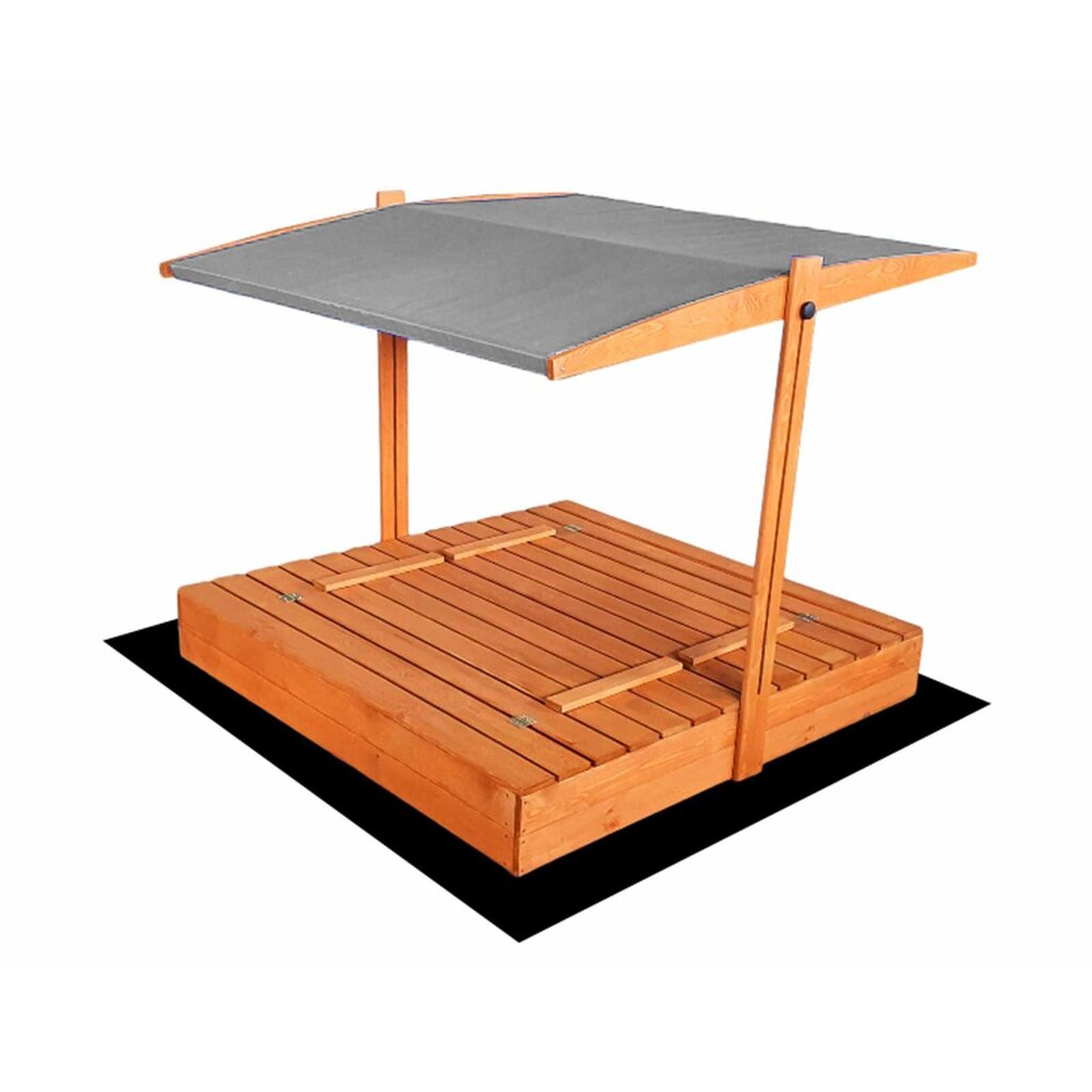 Impregnuota medinė smėlio dėžė su stogeliu ir 250 kg smėlio, 120x120 cm цена и информация | Smėlio dėžės, smėlis | pigu.lt