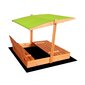Impregnuota medinė smėlio dėžė su stogeliu ir 300 kg smėlio, 140x140 cm kaina ir informacija | Smėlio dėžės, smėlis | pigu.lt