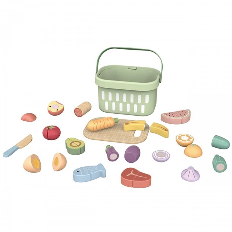 Medinis maisto produktų rinkinys Tooky Toy, įvairių spalvų, 31 vnt. kaina ir informacija | Žaislai mergaitėms | pigu.lt