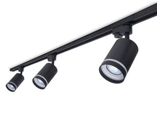 Комплект светильников Steka Leon LED AR111 GU10 x3 на рейку + кабель для рейки 1,5 м - черный цена и информация | Потолочные светильники | pigu.lt