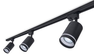 Комплект светильников Steka Leon LED AR111 GU10 x3 на рейку + кабель для рейки 1,5 м - черный цена и информация | Потолочные светильники | pigu.lt