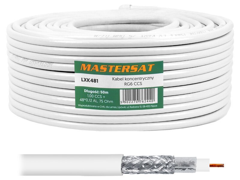 Mastersat RG6 CCS, 50 m kaina ir informacija | Kabeliai ir laidai | pigu.lt