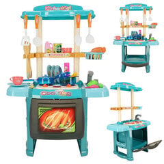 Medinė virtuvėlė su priedais Ikonk, įvairių spalvų, 70x49x30 cm kaina ir informacija | Žaislai mergaitėms | pigu.lt