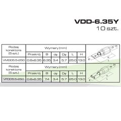 Изолированные разъемы мужские 5 шт. + женские 5 шт. желтые VDD-6.35Y Vayox цена и информация | Выключатели, розетки | pigu.lt