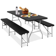Sulankstomas stalas su 2 suolais Springos GF0098, 180x74x74 cm kaina ir informacija | Lauko stalai, staliukai | pigu.lt