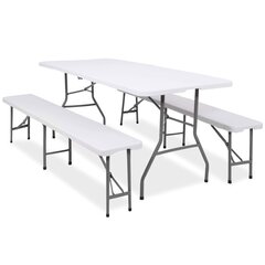 Sulankstomas stalas su 2 suolais Springos GF0099, 180x74x74 cm kaina ir informacija | Lauko stalai, staliukai | pigu.lt