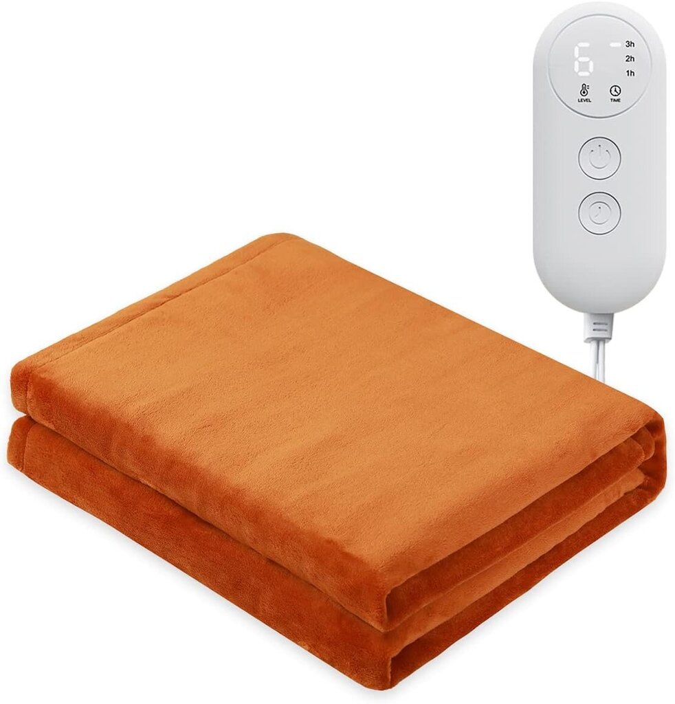 Šildoma antklodė Sothing, 160x130 cm, oranžinė цена и информация | Lovatiesės ir pledai | pigu.lt