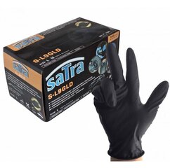Перчатки нитриловые Satra, 100 шт., черные, размер L цена и информация | Рабочие перчатки | pigu.lt