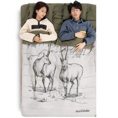Двухместный спальный мешок с подушками Naturehike, 215 x 145 см, зелёный цена и информация | Спальные мешки | pigu.lt