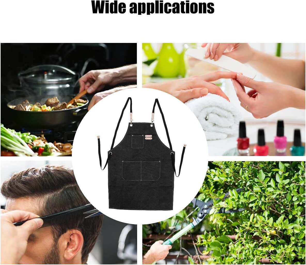 Prijuostė, Adjustable juoda kaina ir informacija | Virtuviniai rankšluosčiai, pirštinės, prijuostės | pigu.lt