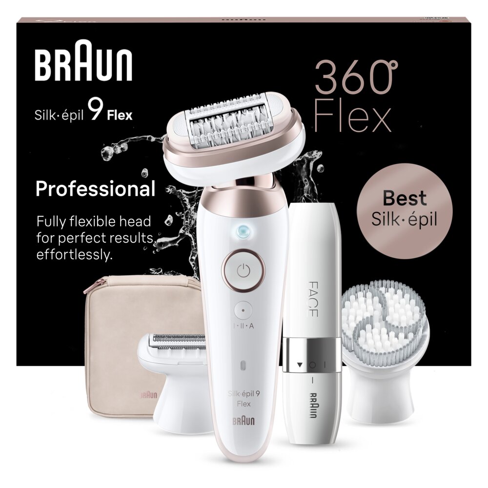 Braun SES9-360 3D Silk-Epil 9 Flex + Braun Mini Face цена и информация | Epiliatoriai | pigu.lt