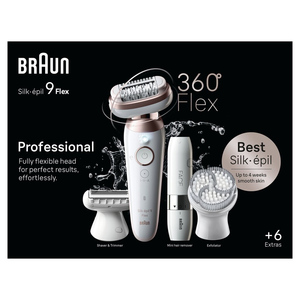 Braun SES9-360 3D Silk-Epil 9 Flex + Braun Mini Face цена и информация | Epiliatoriai | pigu.lt