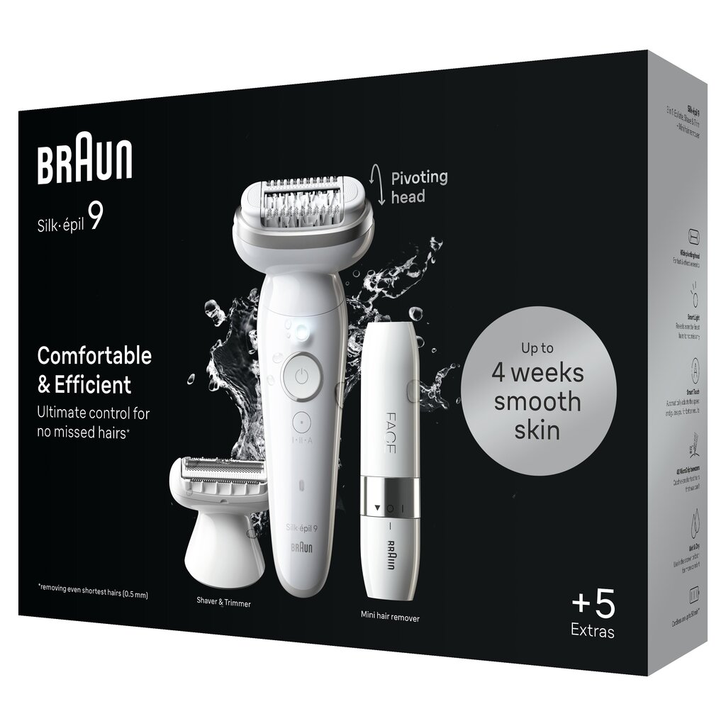 Braun Silk-Epil 9 SES9-341 + Braun FS1000 Mini Face kaina ir informacija | Epiliatoriai | pigu.lt