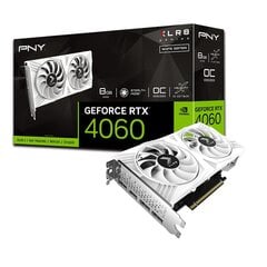 PNY GeForce RTX 4060 OC XLR8 Verto DF White Edition (VCG40608DFWXPB1-O) kaina ir informacija | Vaizdo plokštės (GPU) | pigu.lt