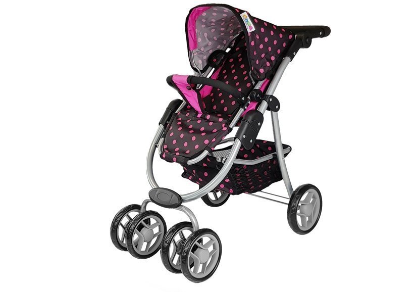 Žaislas lėlių vežimėlis su krepšiu 2in1, juodas kaina ir informacija | Žaislai mergaitėms | pigu.lt