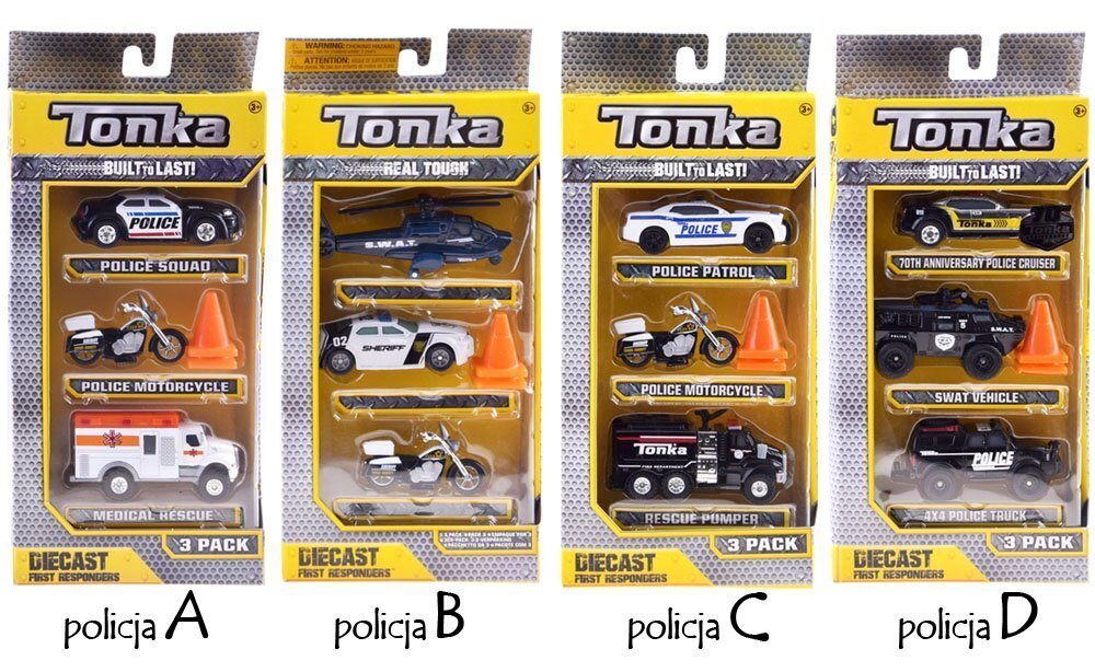 Policijos transporto priemonių rinkinys Hasbro Tonka, 3 vnt. kaina ir informacija | Žaislai berniukams | pigu.lt