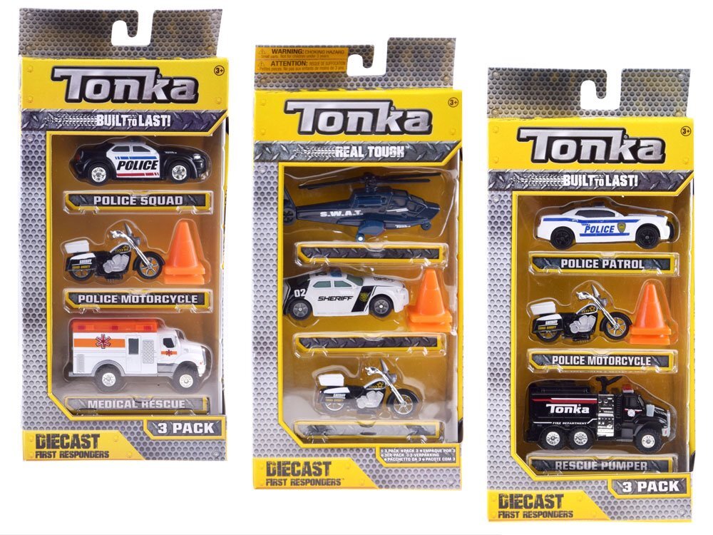 Policijos transporto priemonių rinkinys Hasbro Tonka, 3 vnt. kaina ir informacija | Žaislai berniukams | pigu.lt