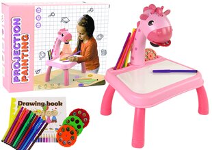 Piešimo projektorius su stalu ir priedais, rožinis kaina ir informacija | Lavinamieji žaislai | pigu.lt