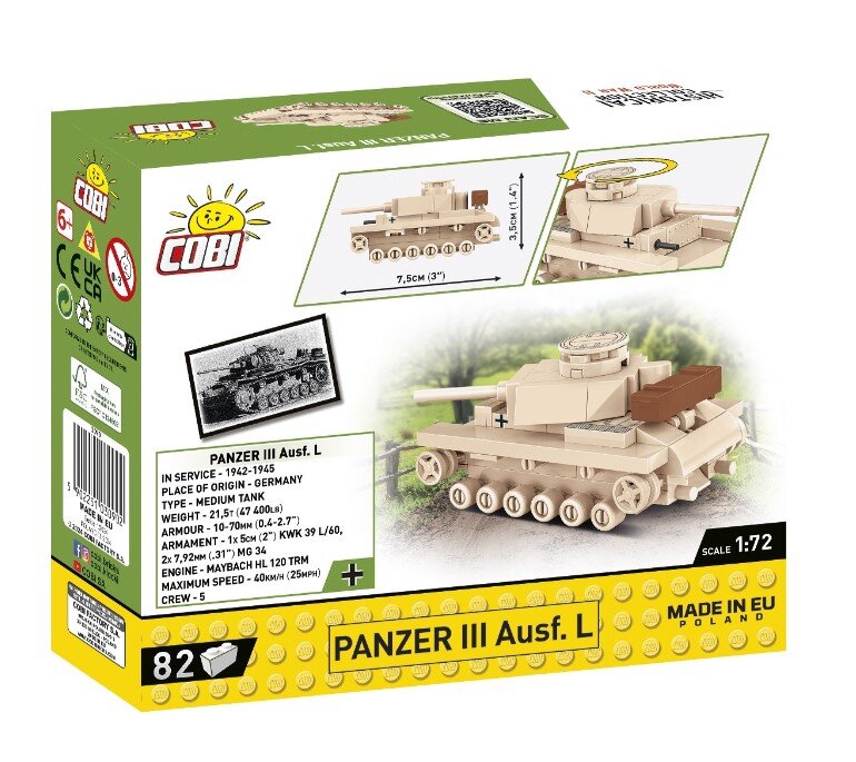 Konstruktorius Cobi Panzerkampfwagen III , 82 d. kaina ir informacija | Konstruktoriai ir kaladėlės | pigu.lt