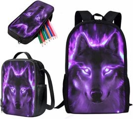 Школьная сумка + сумка для ланча + набор пеналов, фиолетовый цена и информация | Школьные рюкзаки, спортивные сумки | pigu.lt