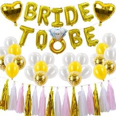 Dekoracijų rinkinys mergvakariui Bride To Be, aukso spalvos kaina ir informacija | Dekoracijos šventėms | pigu.lt