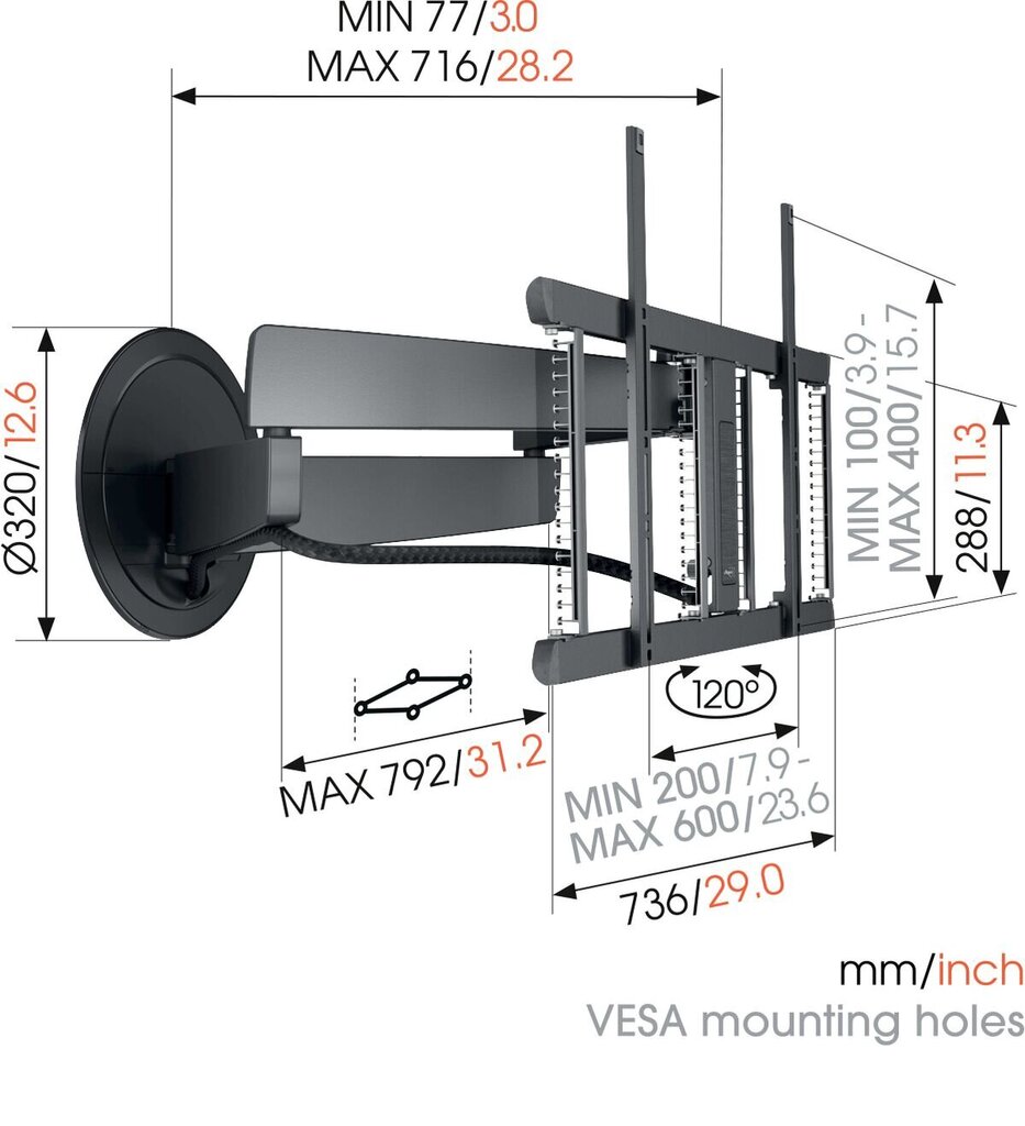 Vogels Signature TVM7655 40-77" kaina ir informacija | Televizorių laikikliai, tvirtinimai | pigu.lt