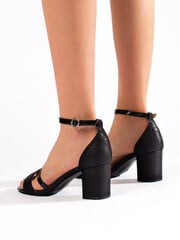 Elegantiški juodi moteriški sandalai ant kulno (-) 0000296530878 kaina ir informacija | Basutės moterims | pigu.lt