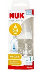 Stiklinis buteliukas Nuk First Choice+ 0-6 mėn, 120 ml, baltas цена и информация | Бутылочки и аксессуары | pigu.lt