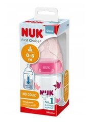 Stiklinis buteliukas Nuk First Choice+ 0-6 mėn, 120 ml, rožinis цена и информация | Бутылочки и аксессуары | pigu.lt