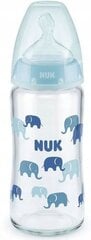 Stiklinis buteliukas Nuk First Choice+ 0-6 mėn, 240 ml, mėlynas цена и информация | Бутылочки и аксессуары | pigu.lt