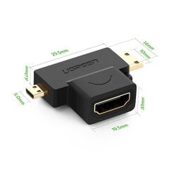Адаптер HDMI Type A, Ugreen, mini HDMI, micro HDMI, черный цена и информация | Адаптеры, USB-разветвители | pigu.lt