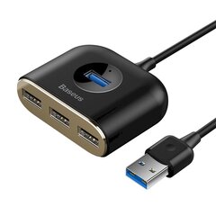 Адаптер, 4 в 1, Baseus HUB Square HUB1, USB, USB3.0 TO USB3.0*1+USB2.0*3 1м., черный цена и информация | Адаптеры, USB-разветвители | pigu.lt