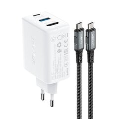 Зарядный адаптер, 2 в 1, Acefast, с кабелем USB-C, USB-C, HDMI, 4K, белый цена и информация | Зарядные устройства для телефонов | pigu.lt