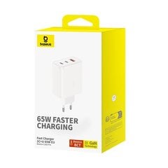 Сетевое зарядное устройство, Baseus Cube Pro Cube Pro Fast Charger, 65 Вт, 2x USB-C USB-A., белый цена и информация | Зарядные устройства для телефонов | pigu.lt