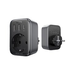 Зарядное устройство EU adapter, 2 в 1, Ugreen CD3141, AC 13A, 2x USB-C, 30 Вт., вилка EU, черный цена и информация | Зарядные устройства для телефонов | pigu.lt