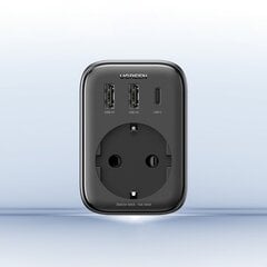 Зарядное устройство EU adapter, 2 в 1, Ugreen CD3141, AC 13A, 2x USB-C, 30 Вт., вилка EU, черный цена и информация | Зарядные устройства для телефонов | pigu.lt