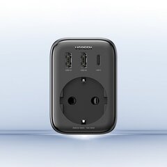 Зарядное устройство EU adapter, 2 в 1, Ugreen CD3141, AC 13A, 2x USB-C, 30 Вт., вилка EU, черный цена и информация | Зарядные устройства для телефонов | pigu.lt