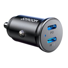 Mini automobilinis įkroviklis degiklio lizdui, Joyroom JR-CCN061, 30 W., 2x USB-C, metalinis, juodas kaina ir informacija | Automobilių 12V el. priedai | pigu.lt