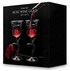 Rožės formos vyno taurės, skaidrios, 2 vnt. kaina ir informacija | Kitos originalios dovanos | pigu.lt