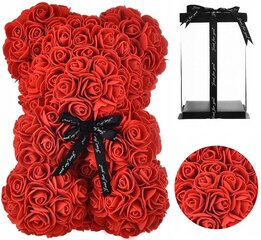 Плюшевый мишка с красными розами - 25 см + подарочная коробка цена и информация | Другие оригинальные подарки | pigu.lt