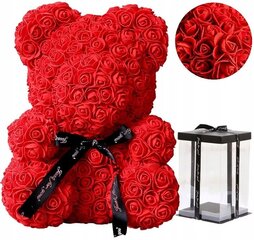 Meškiukas iš rožių, raudonas, 1 vnt. kaina ir informacija | Kitos originalios dovanos | pigu.lt