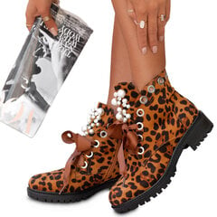 Aulinukai moterims Leopard C7221-2, rudi kaina ir informacija | Aulinukai, ilgaauliai batai moterims | pigu.lt