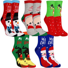 Kalėdinės kojinės moterims, įvairių spalvų, 5 poros kaina ir informacija | Moteriškos kojinės | pigu.lt