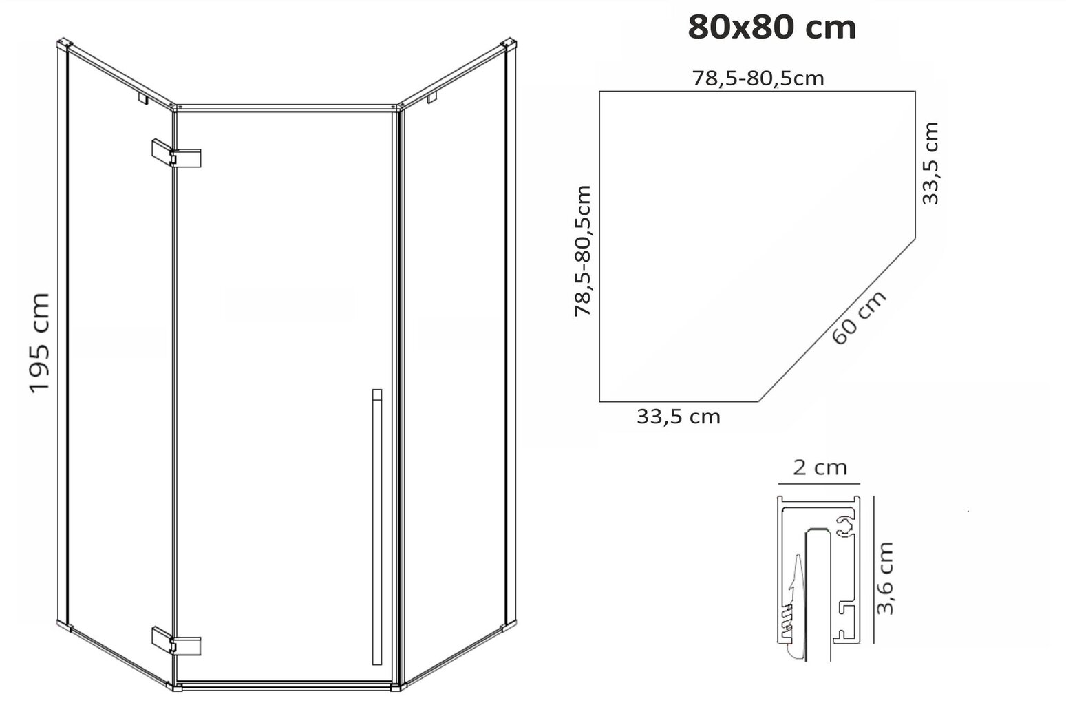 Rea 80x80 dušo kabina kaina ir informacija | Dušo kabinos | pigu.lt