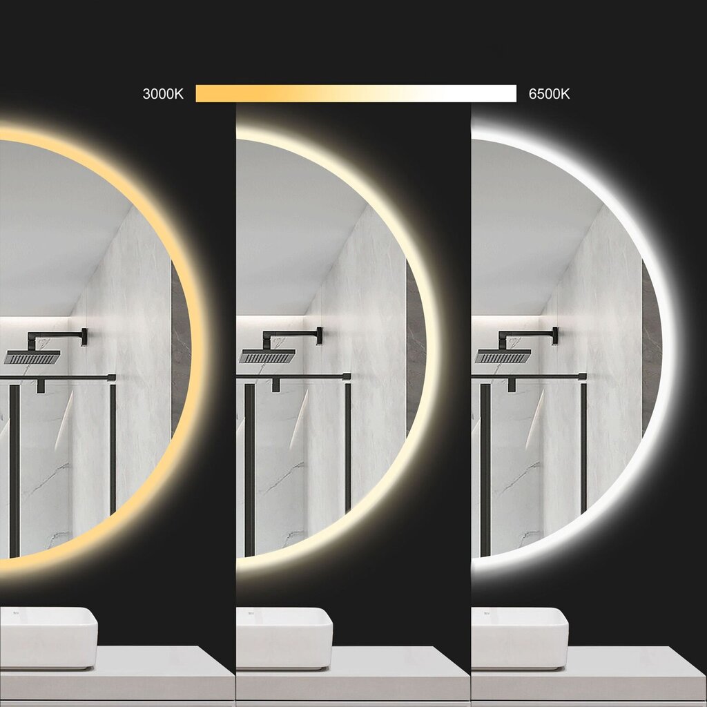 Veidrodis Classic Living HZJ070, 70 cm, juodas kaina ir informacija | Vonios veidrodžiai | pigu.lt