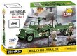 Surenkamas modelis WWII Willys MB ir priekaba Cobi, 2297, 200 d. kaina ir informacija | Konstruktoriai ir kaladėlės | pigu.lt