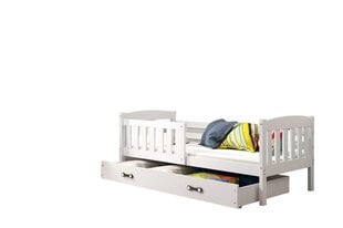 Детская кроватка Mias с матрацем и выдвижным ящиком 160x80см, белый мебельный щит, дерево цена и информация | Детские кровати | pigu.lt