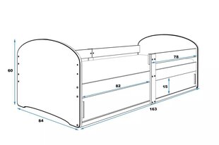 Детская кровать LuxCasa Racer с матрацем и ящиками для белья, 160x80см, белая цена и информация | Детские кровати | pigu.lt