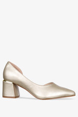 Женские золотистые вырезные туфли на декоративном каблуке с кожаной стелькой Casu ER23WX4-G 100958-N цена и информация | Женские туфли | pigu.lt